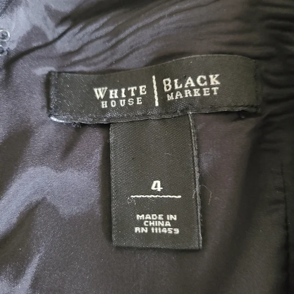 white house black market cocktail dress black draped size 4 - Picture 5 of 6